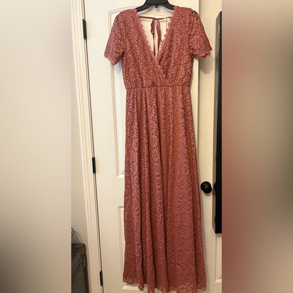 Elegant Lace Pink Dress